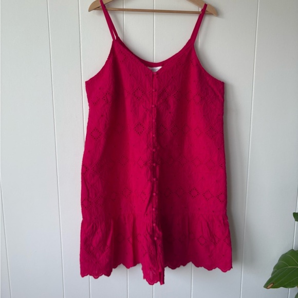 Addition Elle Eyelet Tiered Dress with Front Buttons | Size 14 - Picture 4 of 7